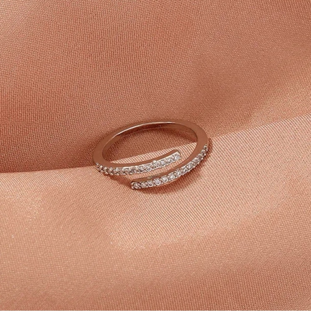 Adjustable Wrap Around CZ Band Silver Ring